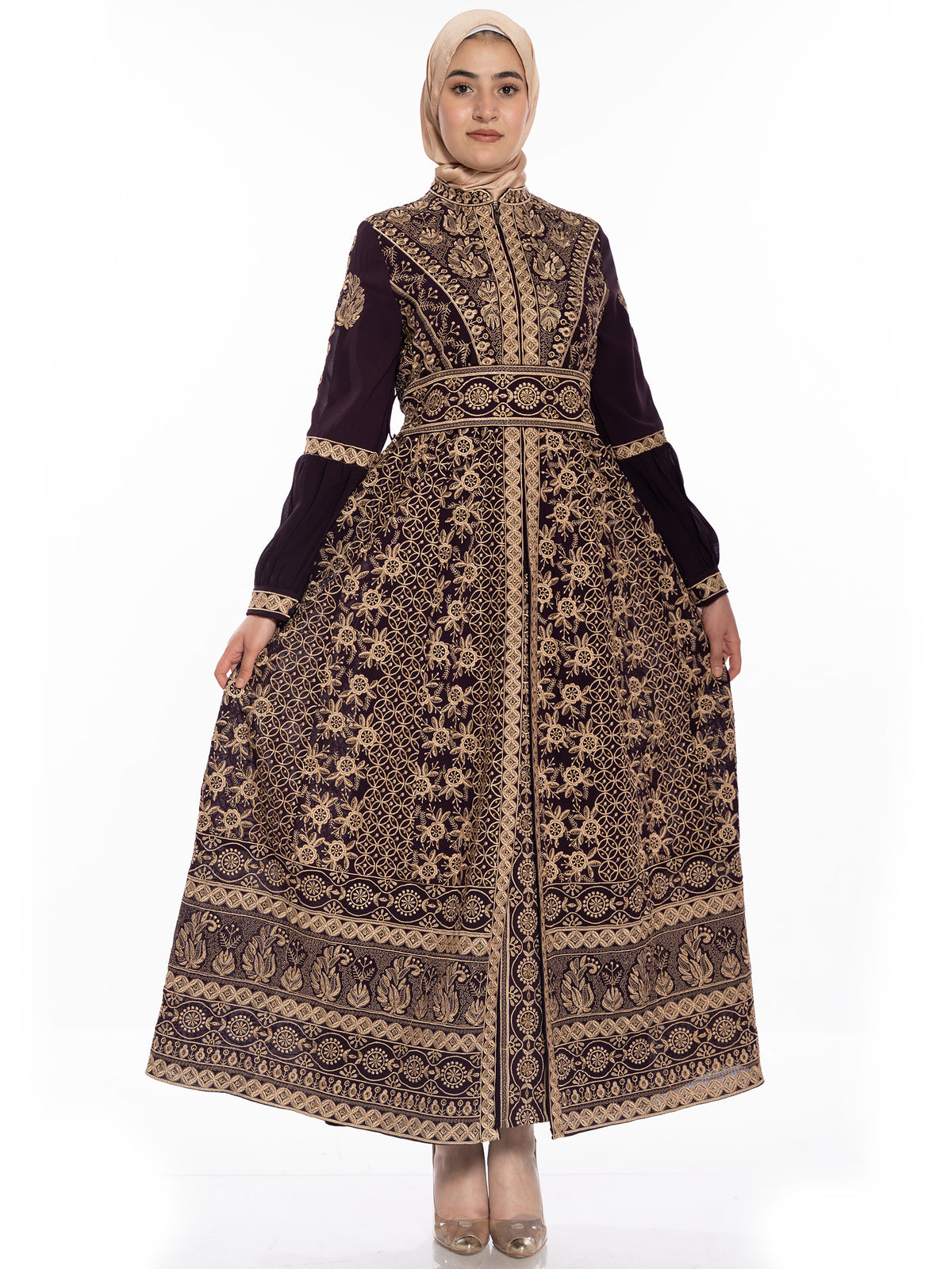 Yaqout Kaftan with Gold Thread Embroidery