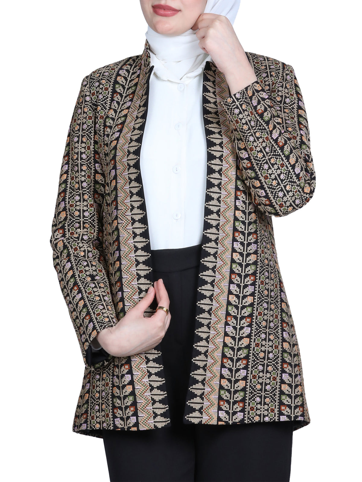 Embroidered Jacket in Maroon or Beige