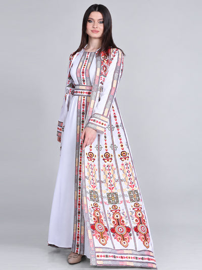 Areej white two-piece embroidered thobe