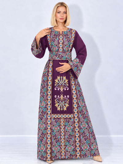 Tawoos purple embroidered thobe