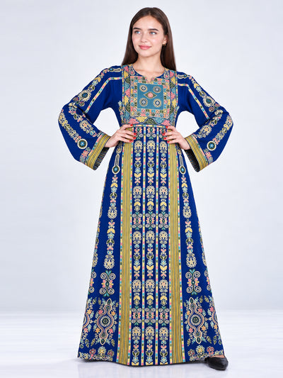 Nisan royal blue embroidered thobe