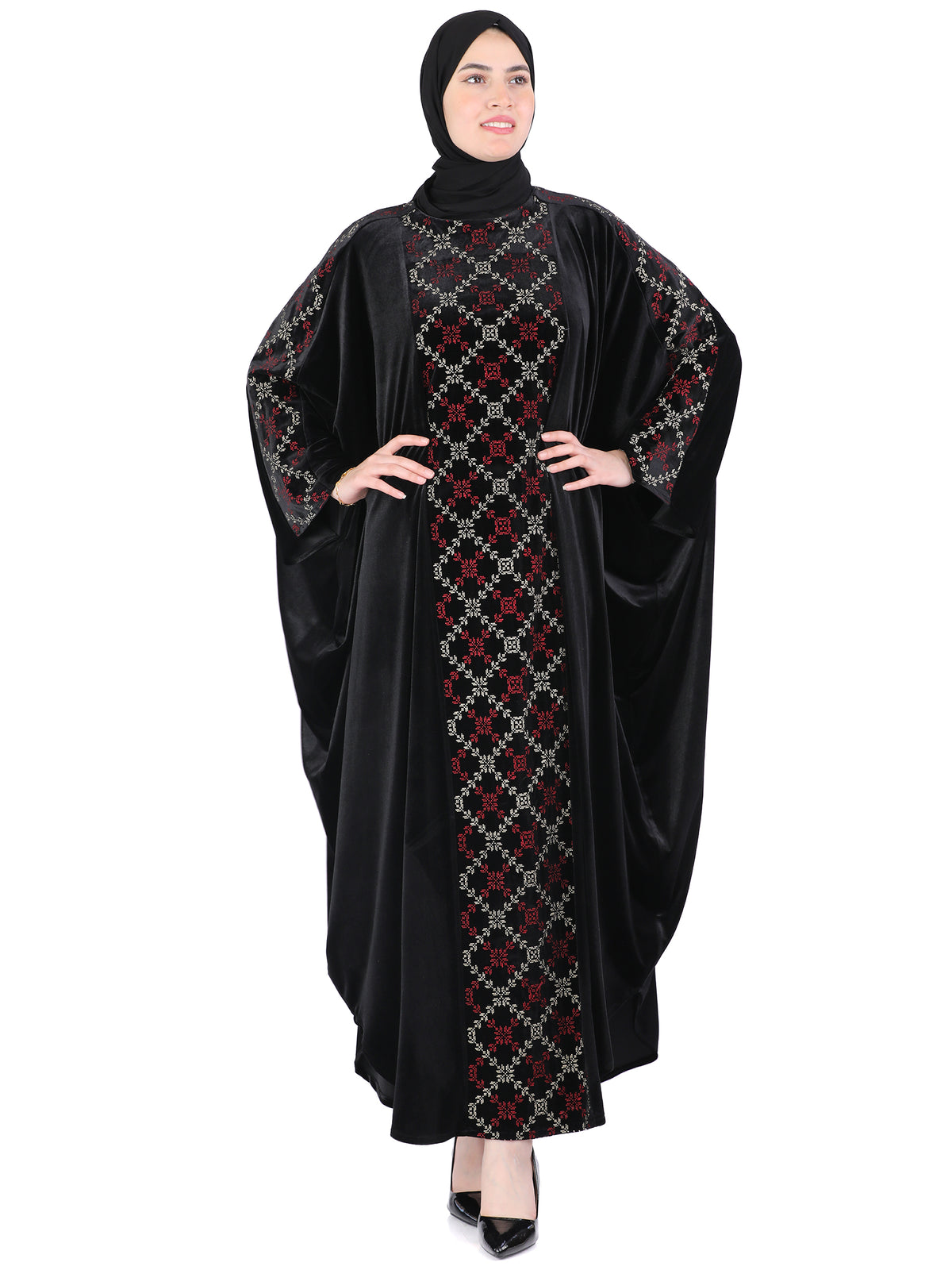Tala Velvet Bisht with Geometric Front Panel