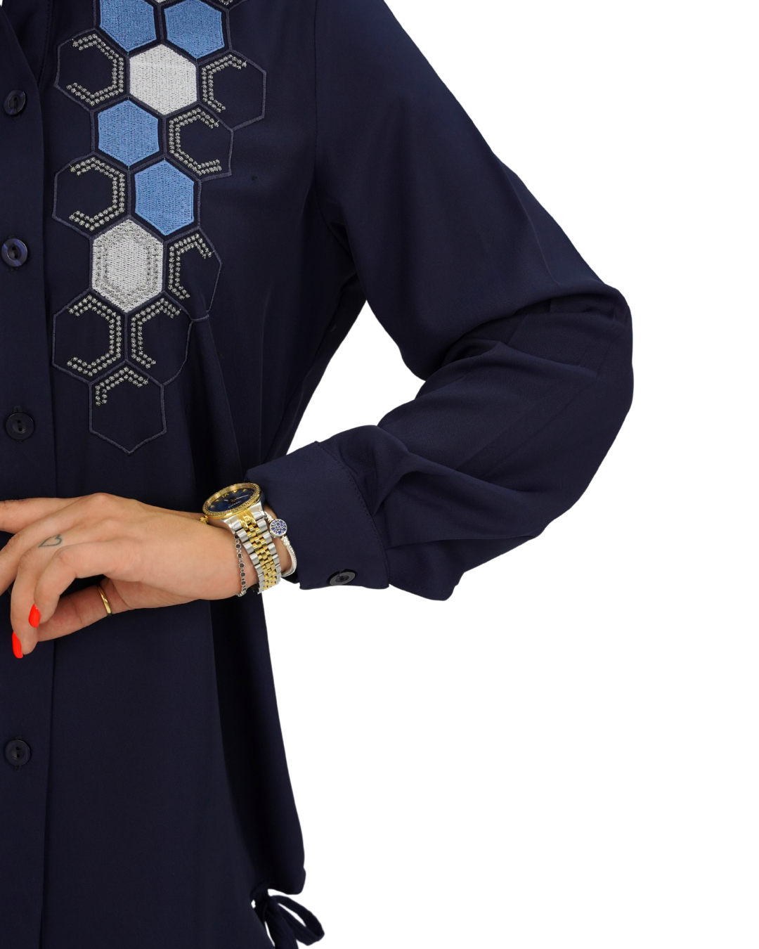 Bahiya Three-Piece Embroidered Set, Sizes 42–52