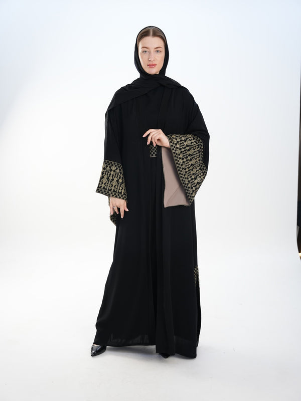 Embroidered two-piece abaya