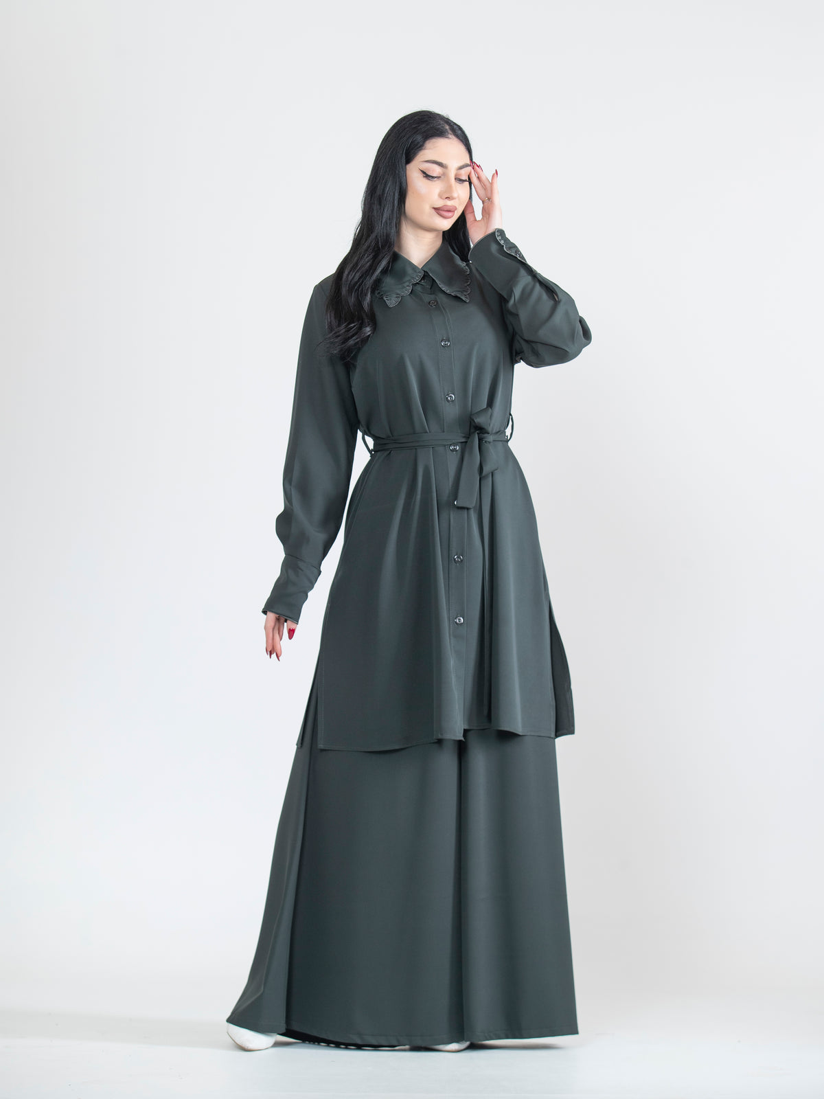 Asala Two-Piece Set with Neckline Embroidery