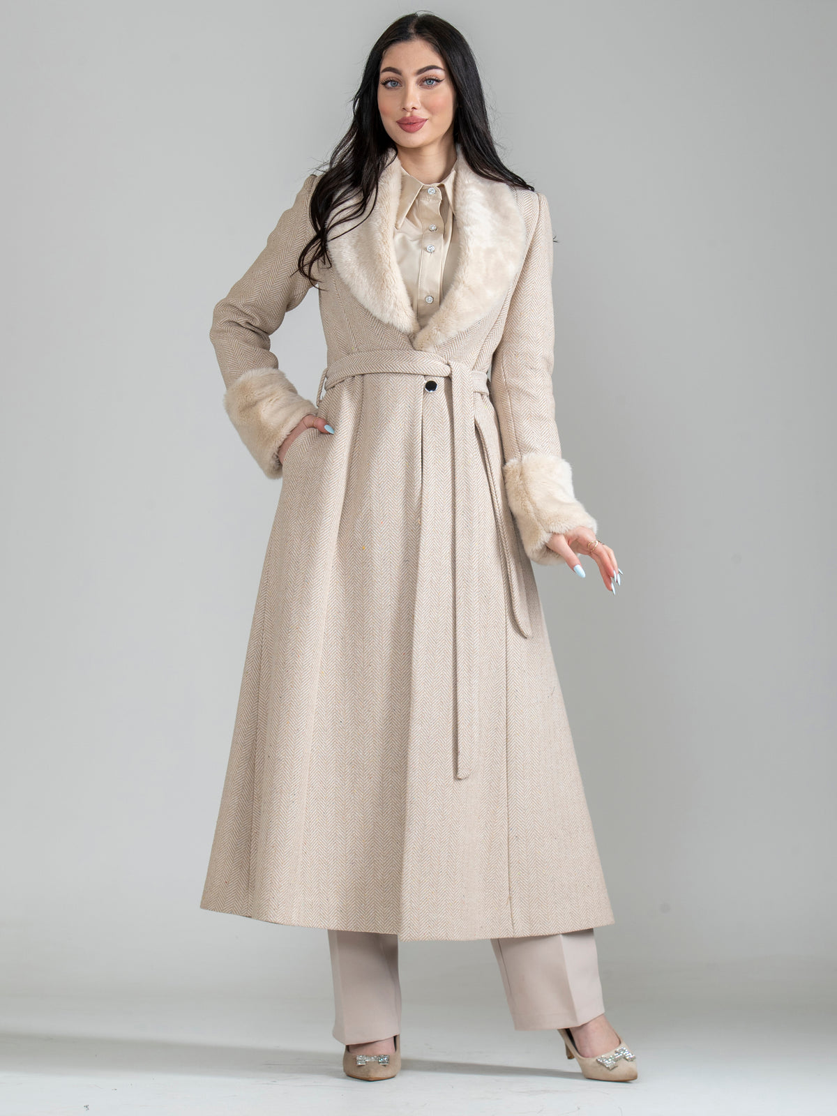 Mona Fur Jacket & Shirt Set