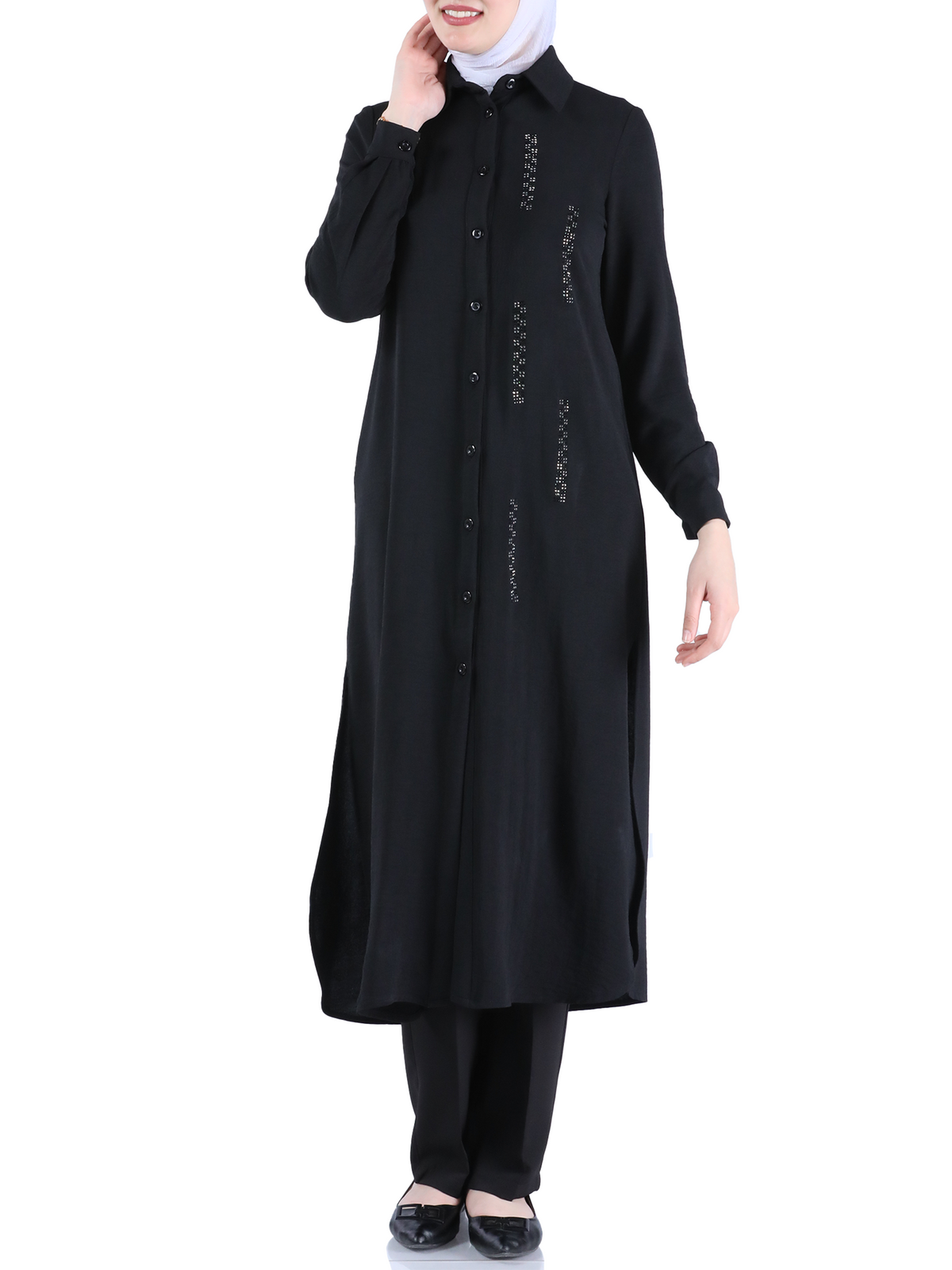 Shirt in Black, Pink & Jasper Green