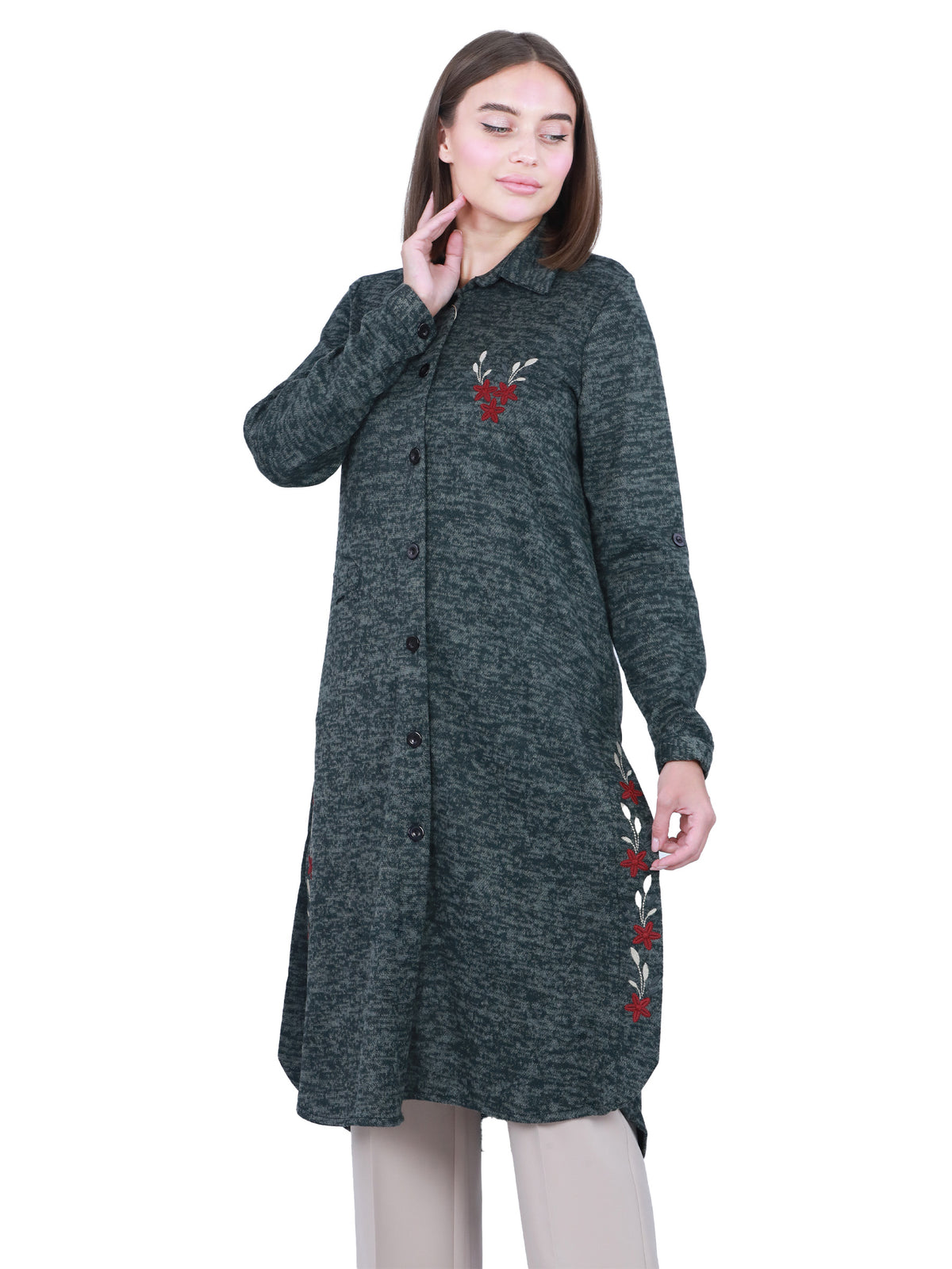 Embroidered Fall-Winter Long Shirt