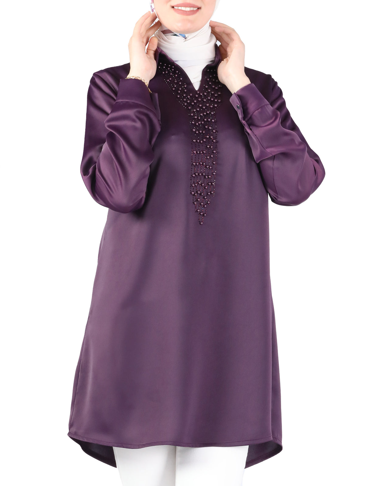 Blouse in Purple, Navy & Beige - She Chocolate