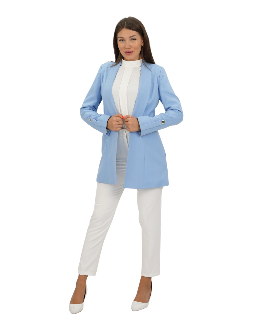 Blazer with Sleeve Button, Sizes 38–52
