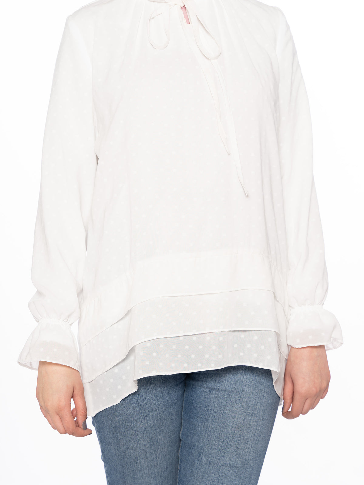 Tailored Blouse in Burgundy, White & Black