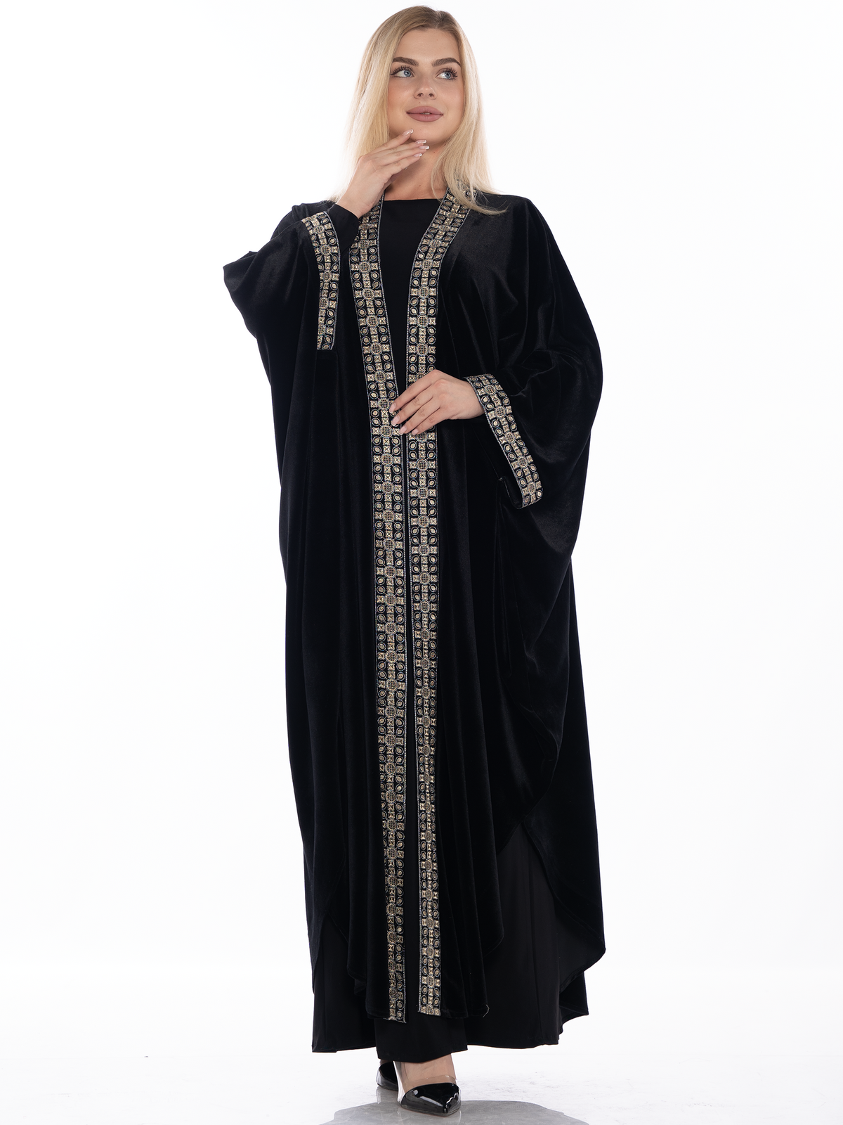 Sadeem Velvet Bisht with Shiny Embroidery