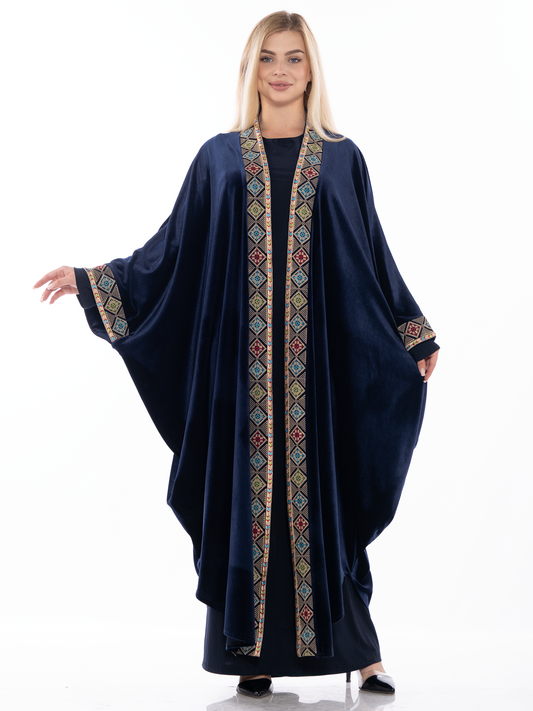 Sadeem Velvet Bisht with Shiny Embroidery - She Chocolate