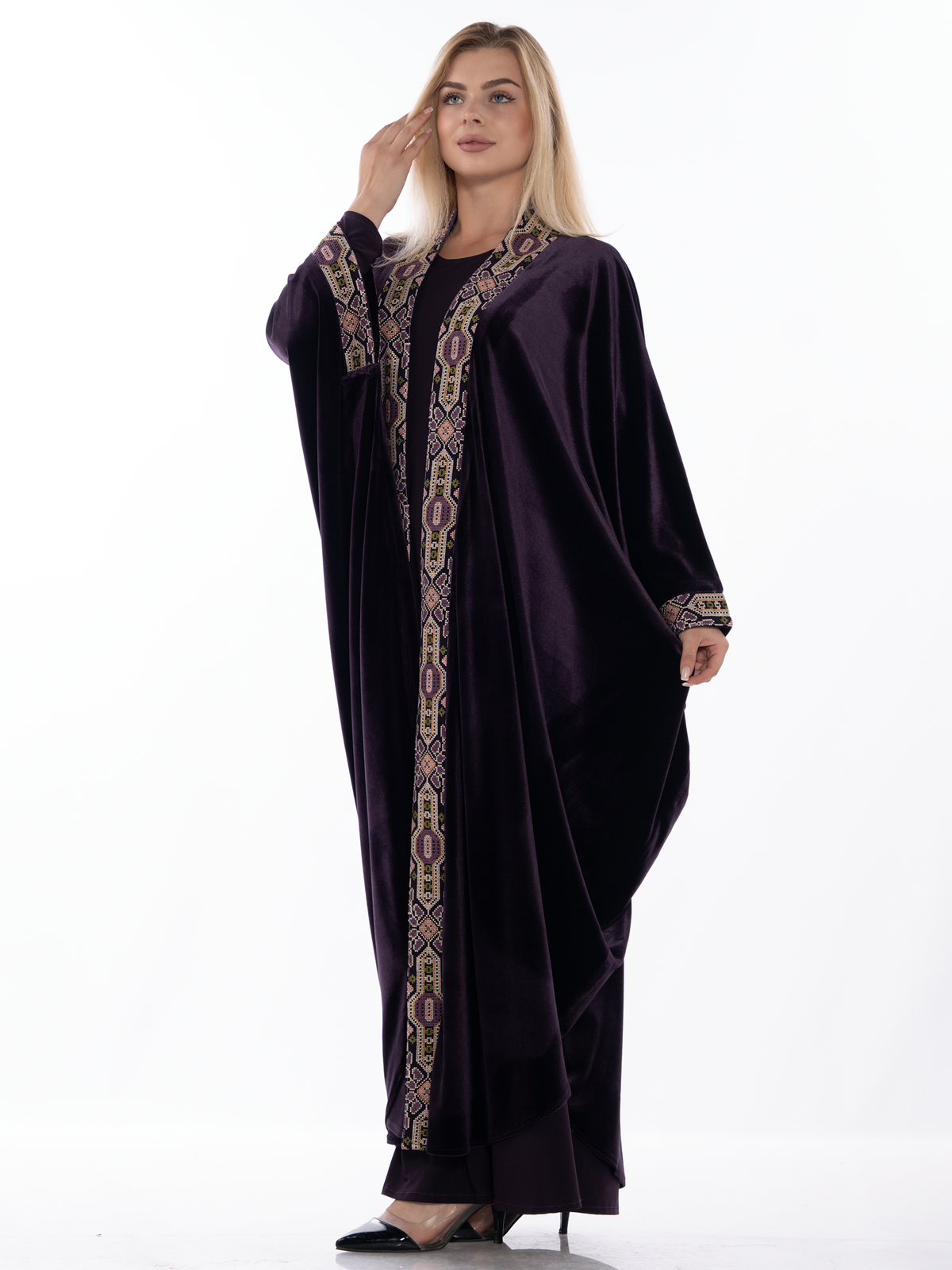 Sadeem Velvet Bisht with Shiny Embroidery