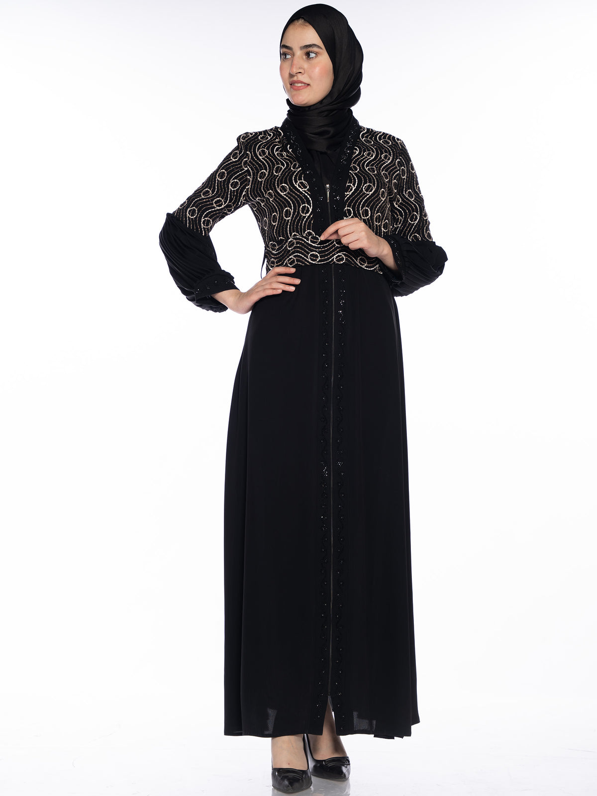 Ruwa Abaya in Black or Black & White