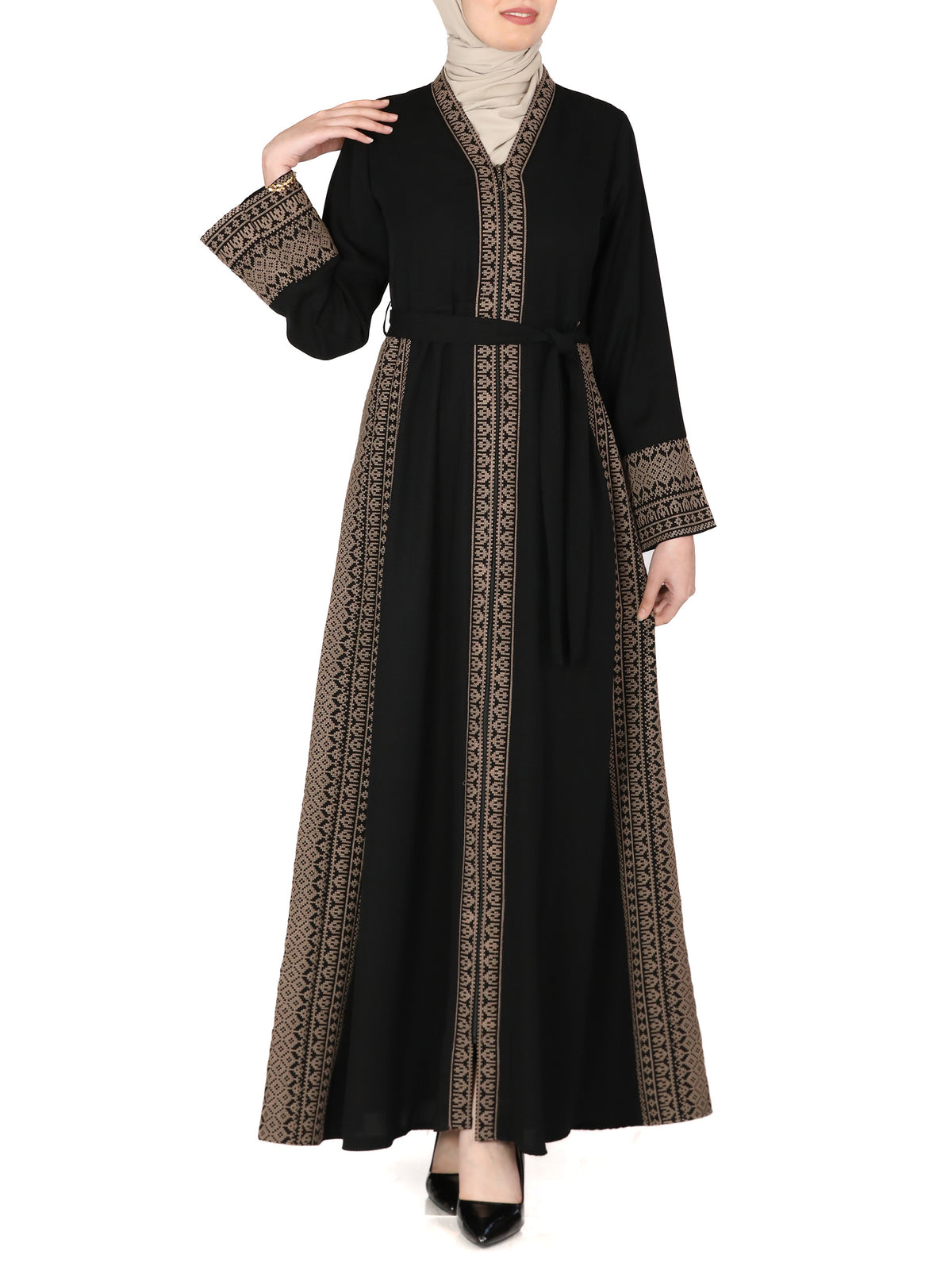 Duha Abaya in Black & Beige