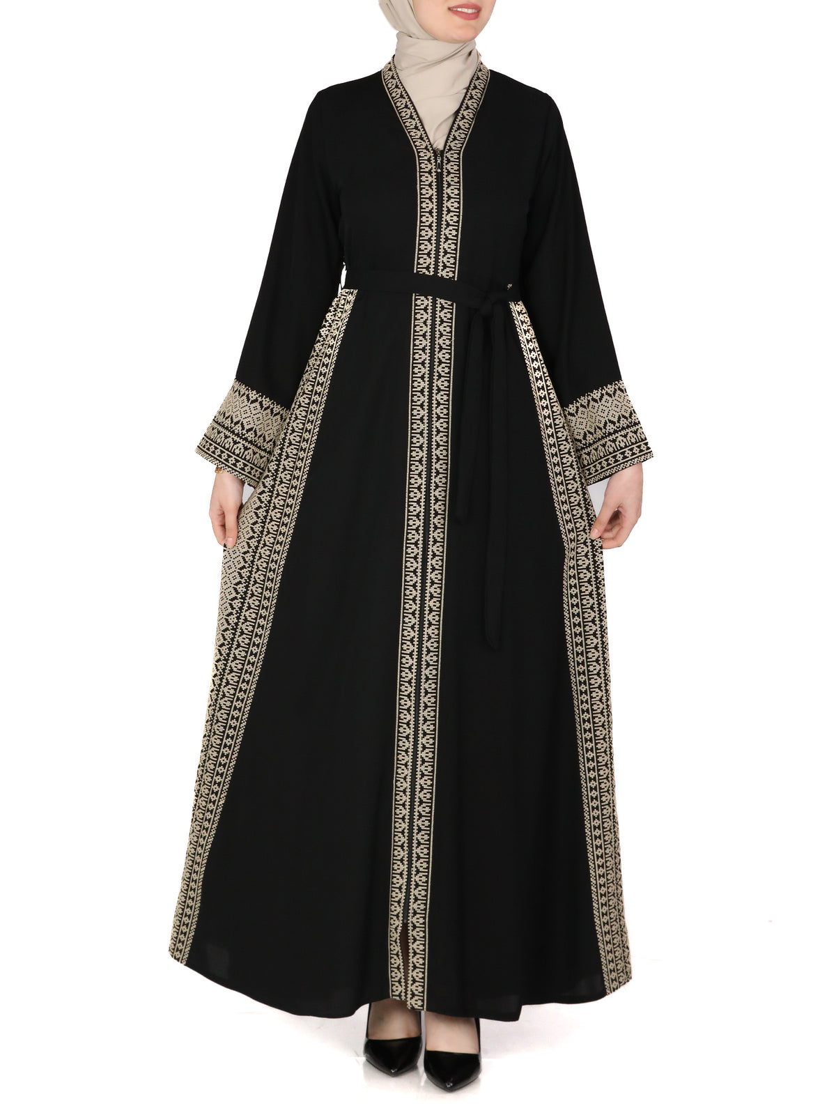 Duha Abaya in Black & Beige
