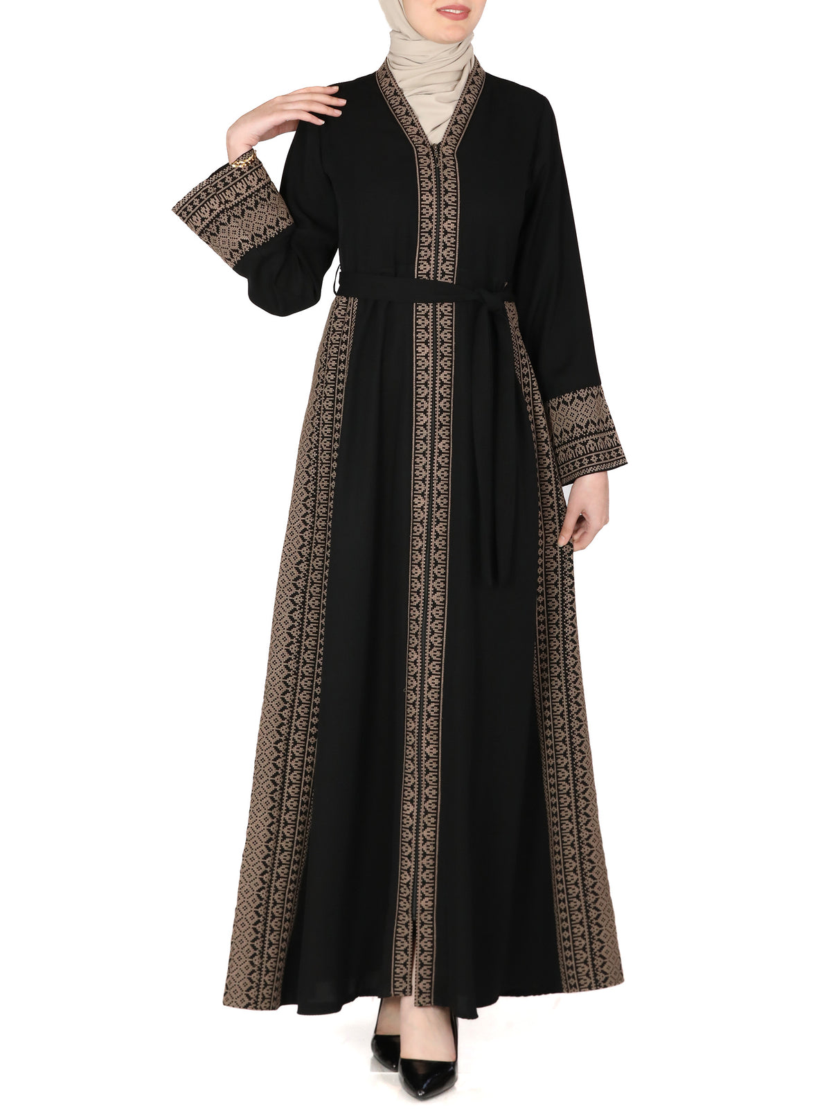 Duha Abaya in Black & Beige - She Chocolate