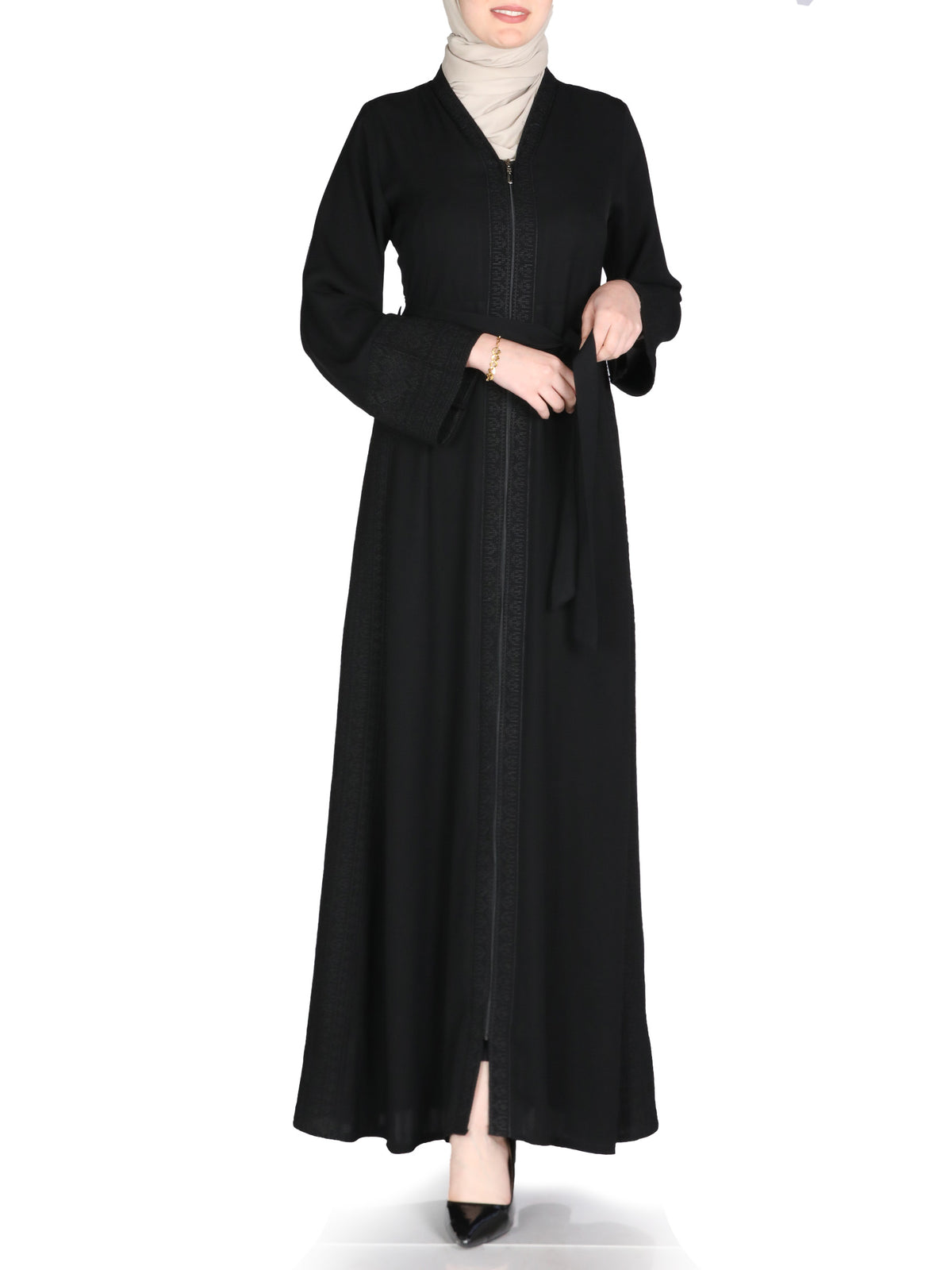 Duha Abaya in Black & Beige
