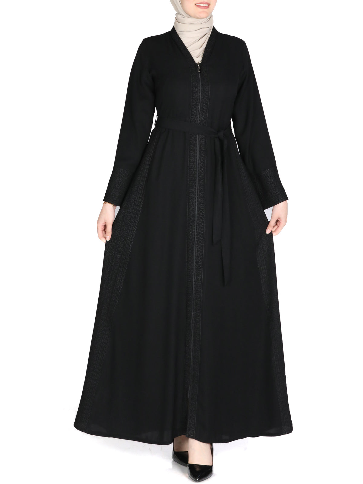 Duha Abaya in Black & Beige
