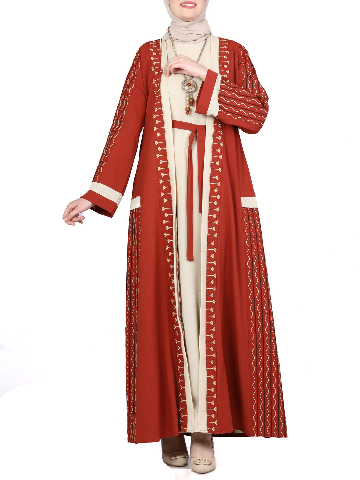 Lubna Two-Piece Abaya in Fresh Colors - She Chocolate