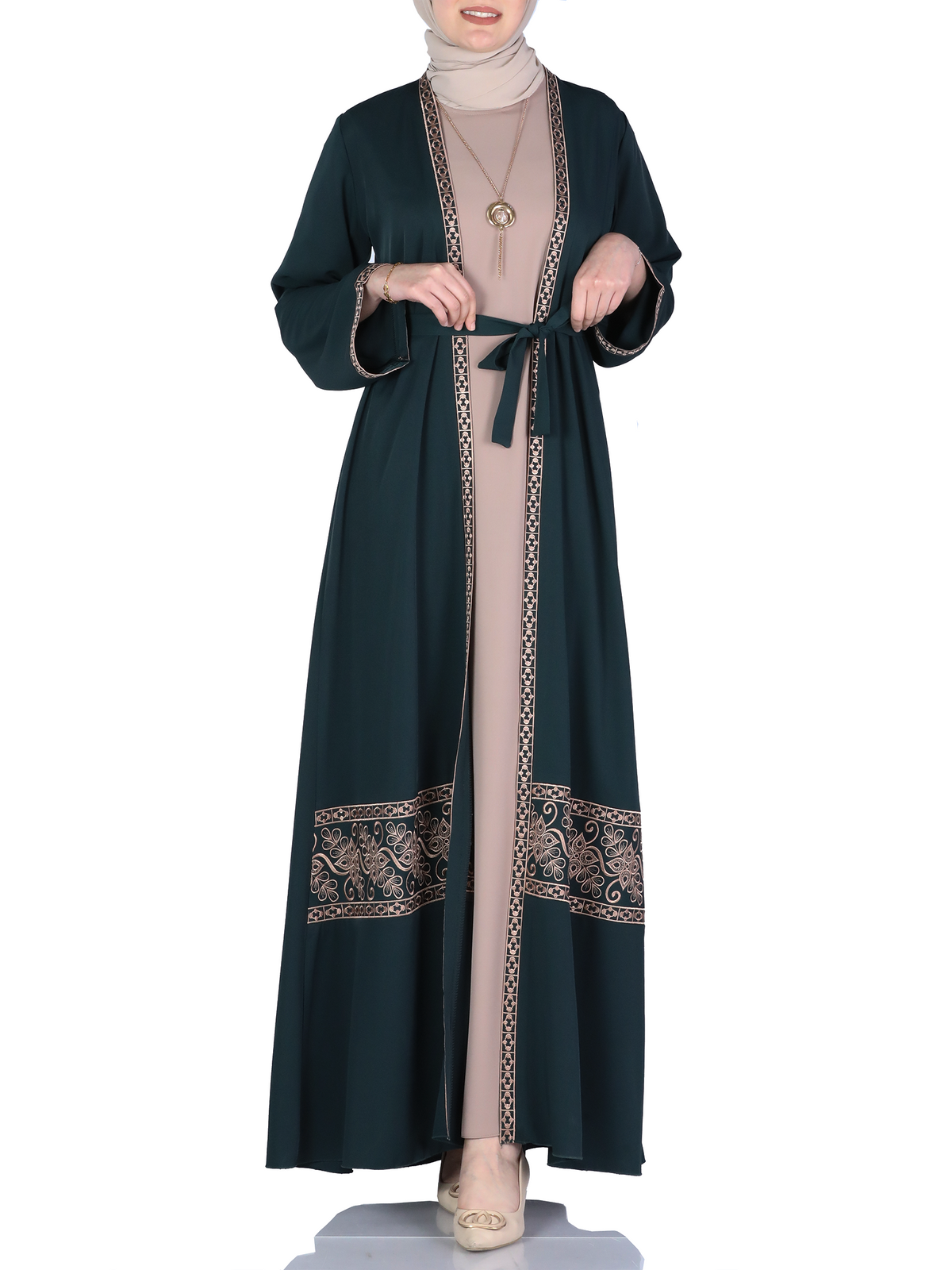 Taghreed Two-Piece Abaya in Deep Tones - She Chocolate