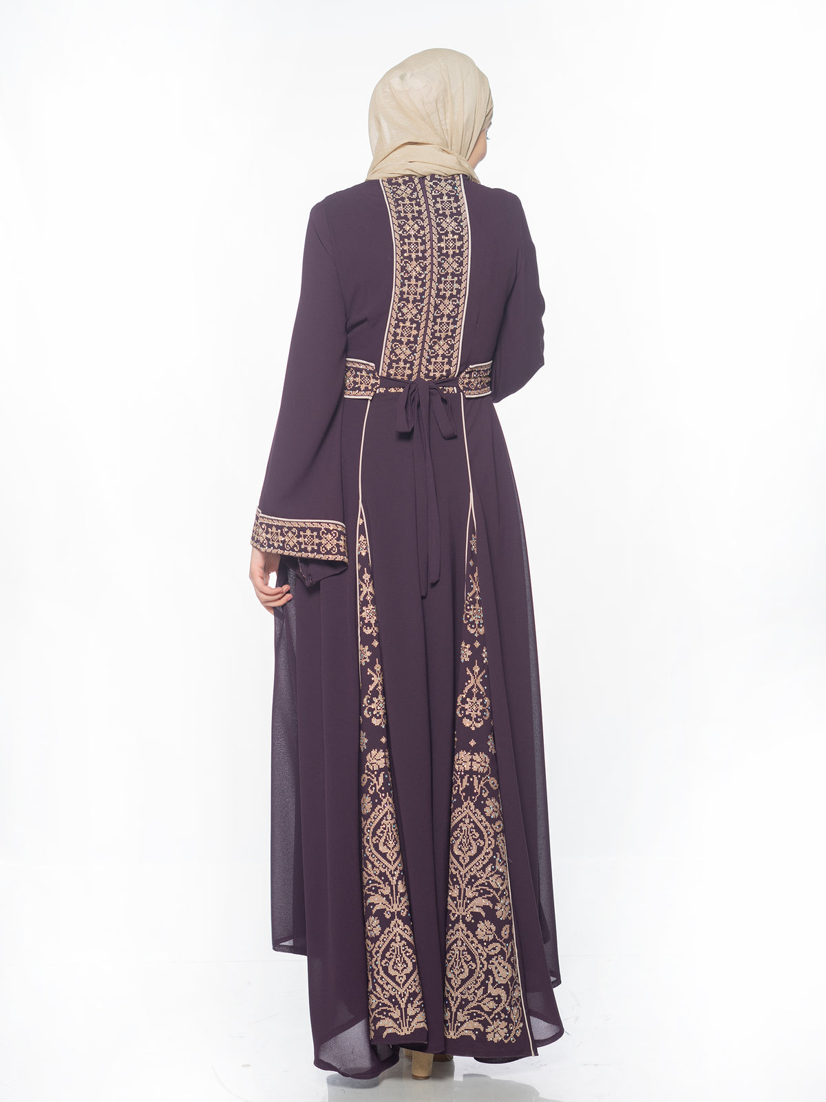 Elegance White Kaftan with Bold Red Embroidery