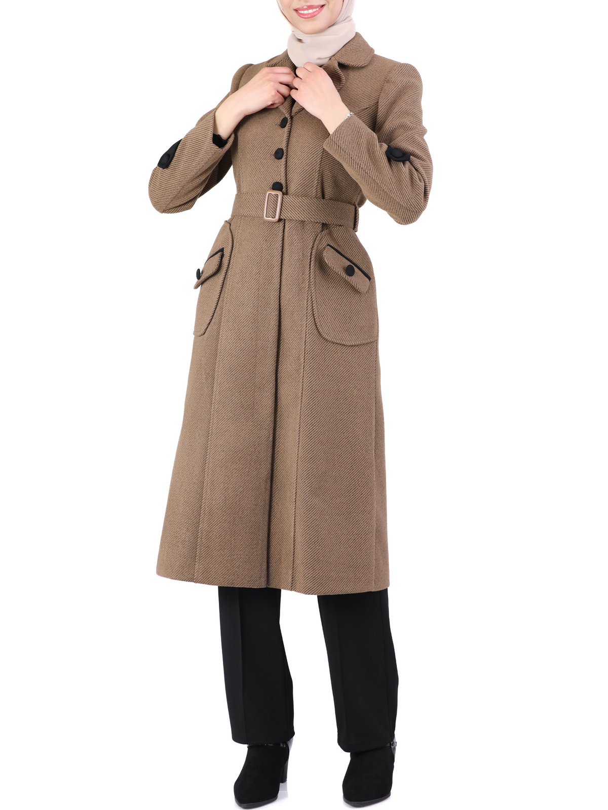 Long Jacket in Army Green, Grey & Beige