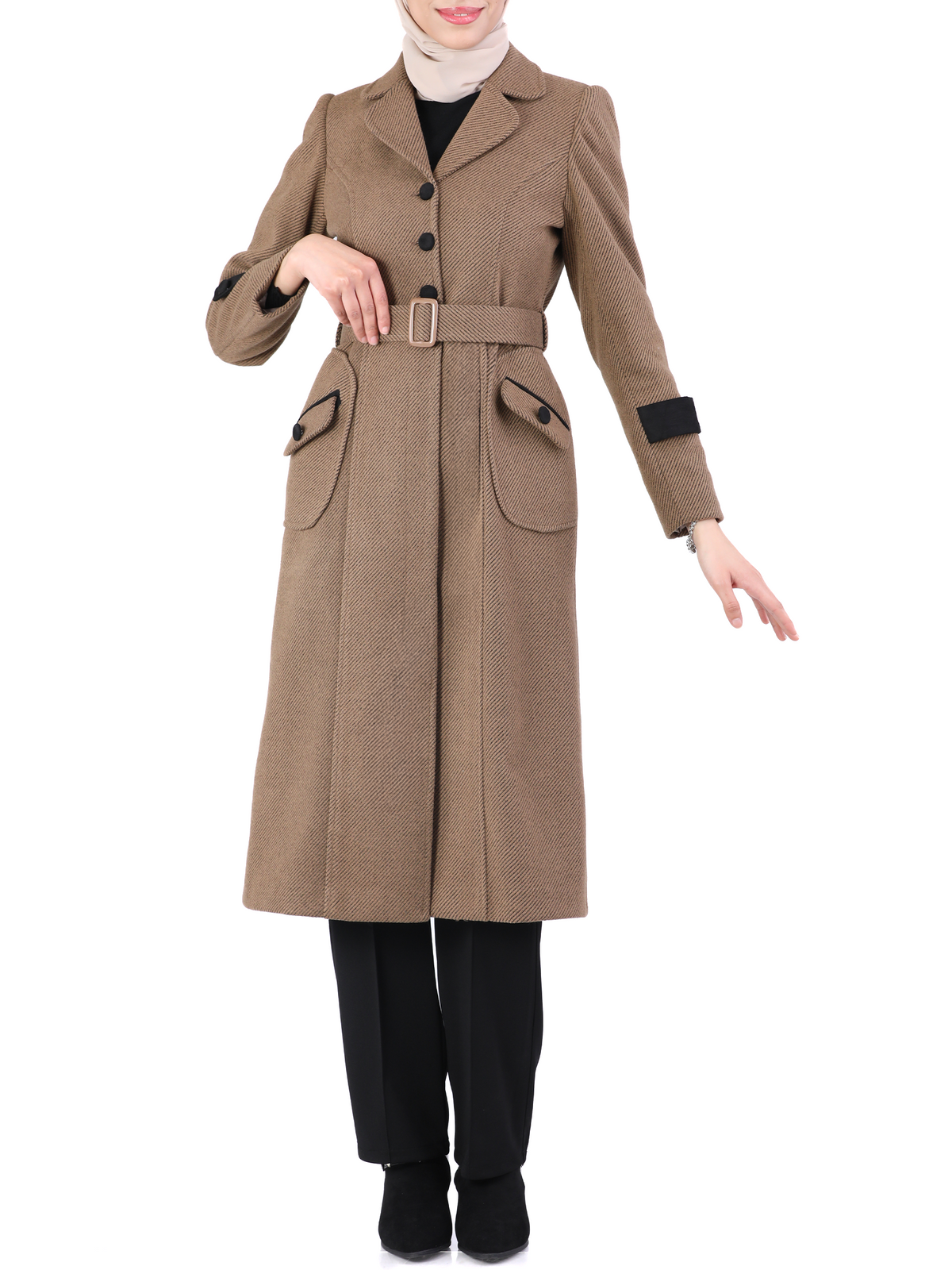 Long Jacket in Army Green, Grey & Beige