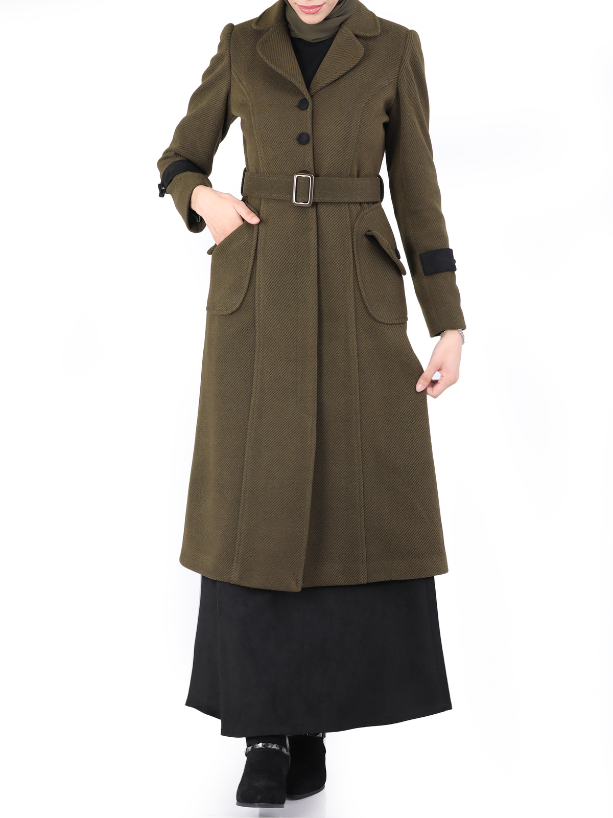 Long Jacket in Army Green, Grey & Beige