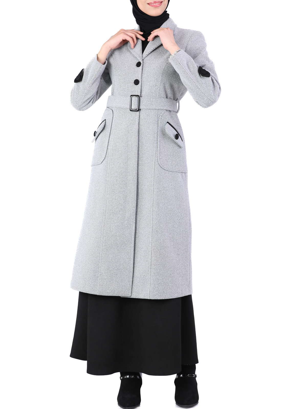 Long Jacket in Army Green, Grey & Beige