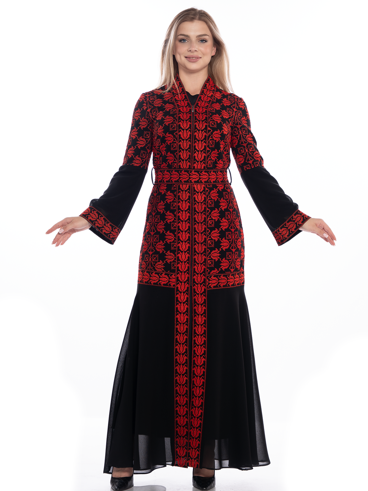 Rand Black Bisht with Red or Gold Embroidery