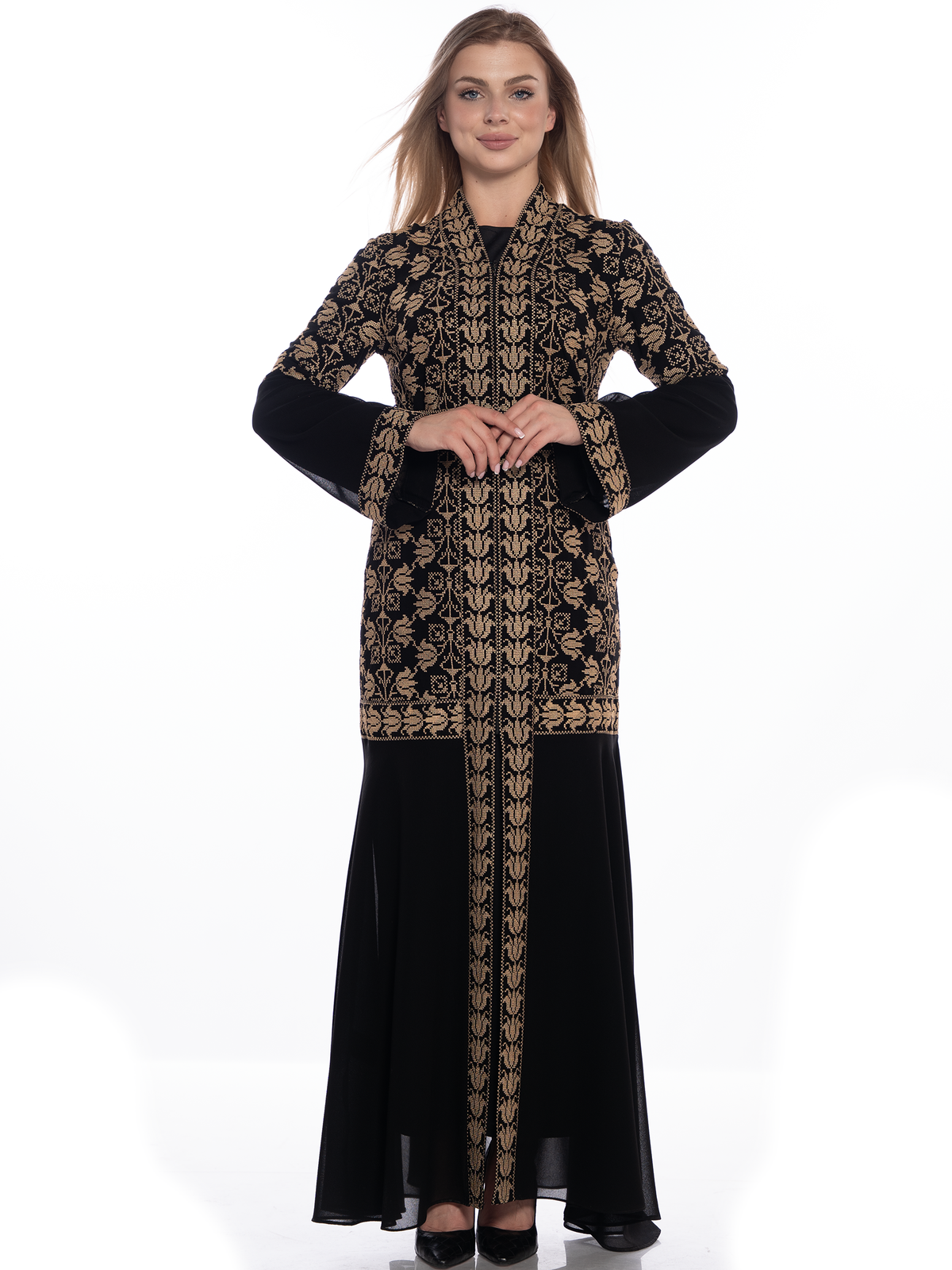 Rand Black Bisht with Red or Gold Embroidery