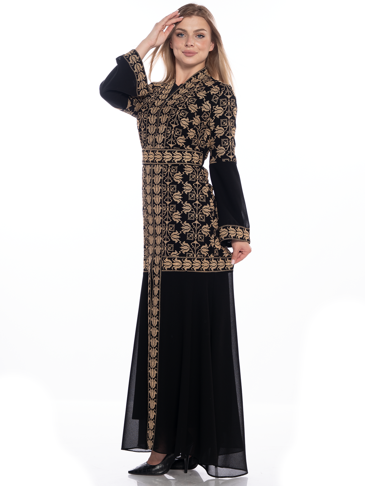 Rand Black Bisht with Red or Gold Embroidery