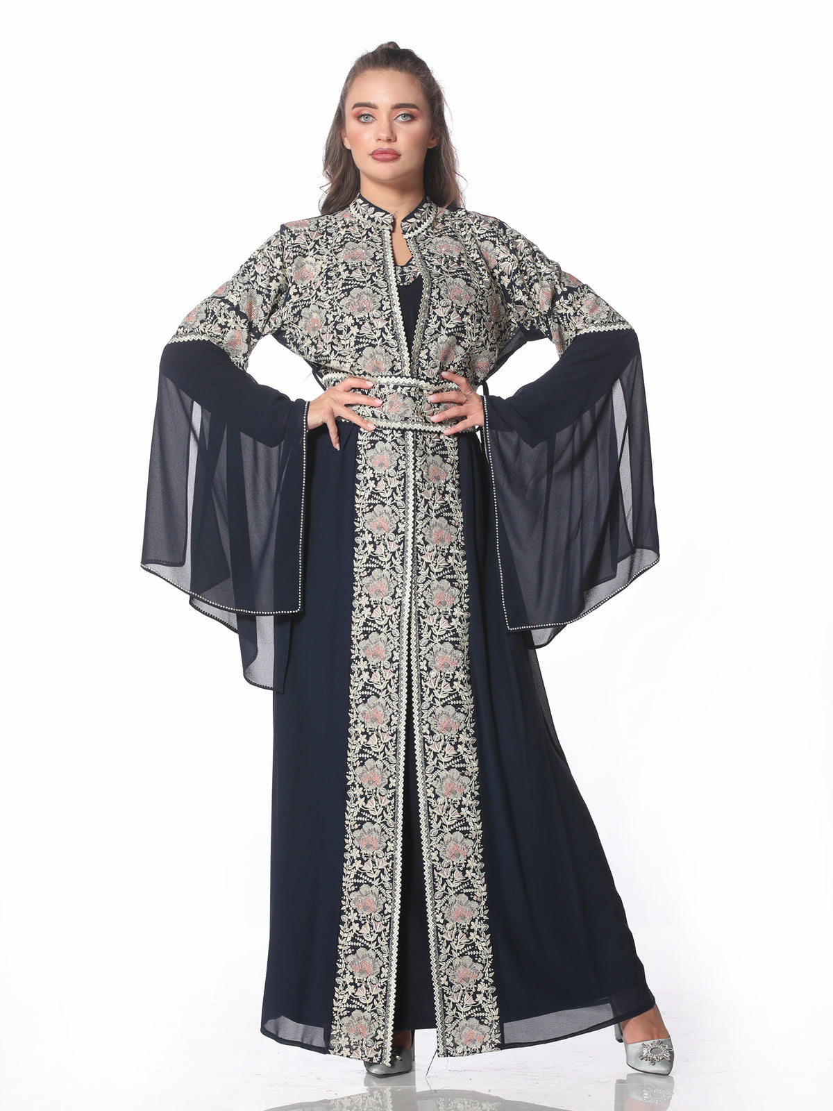 Joumana Two-Piece Embroidered Kaftan - She Chocolate