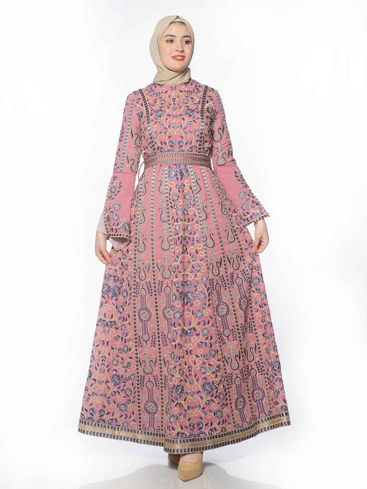 Shaden Two-Piece Kaftan in Two-Tone Colors