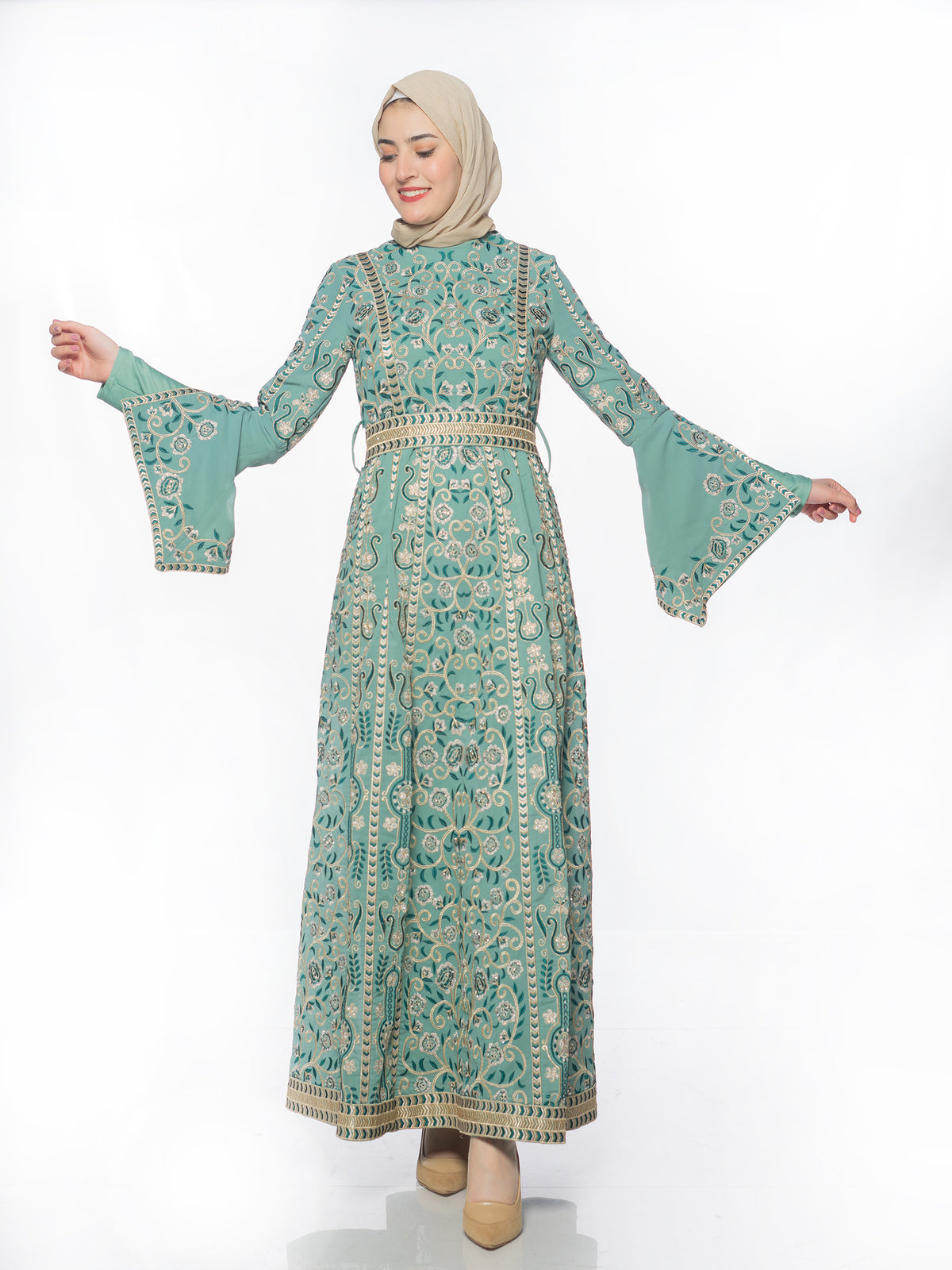 Shaden Two-Piece Kaftan in Two-Tone Colors