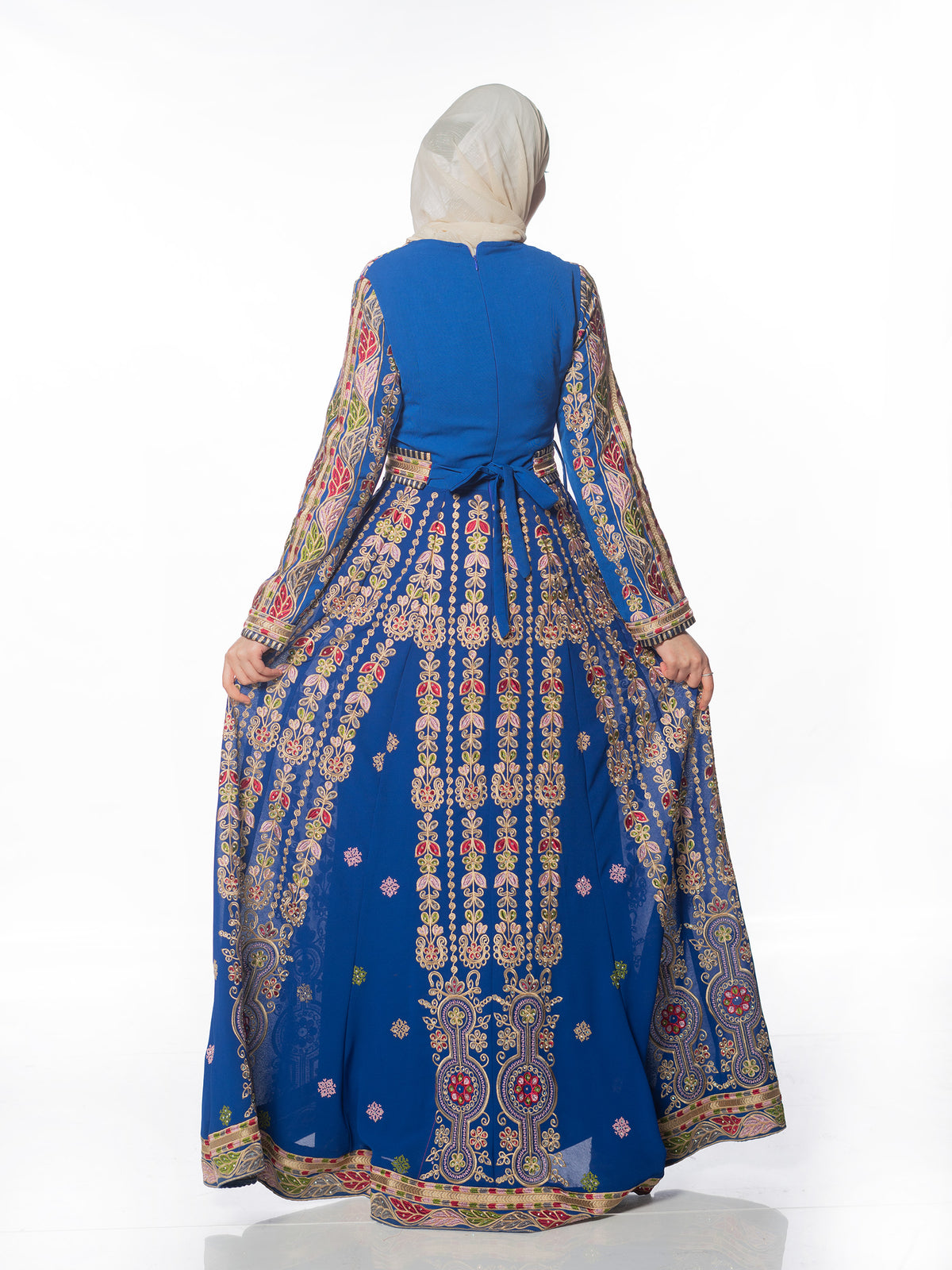 Wijdan Embroidered Kaftan in Deep Tones