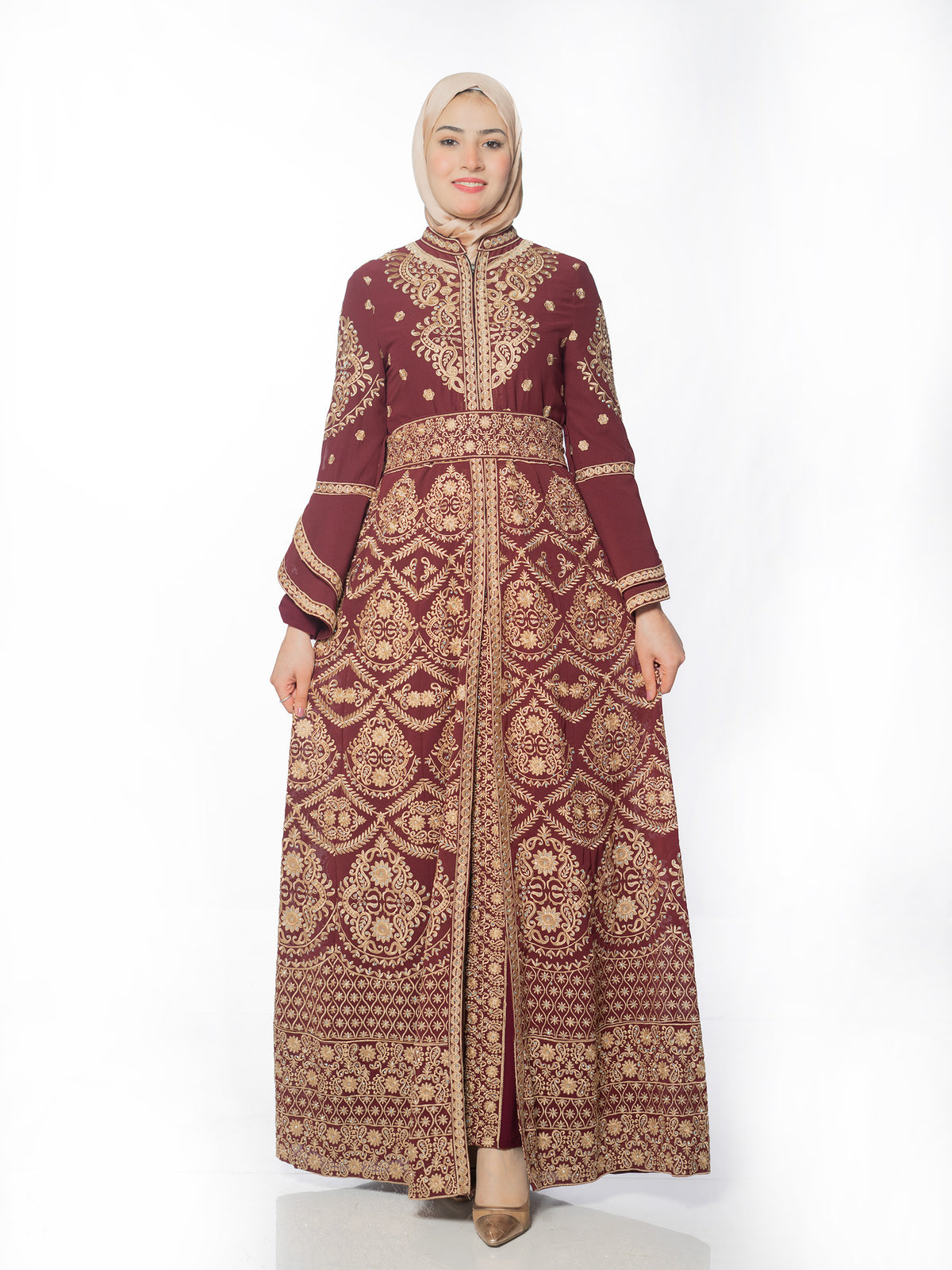 Dahab Kaftan with Gold Embroidery - She Chocolate