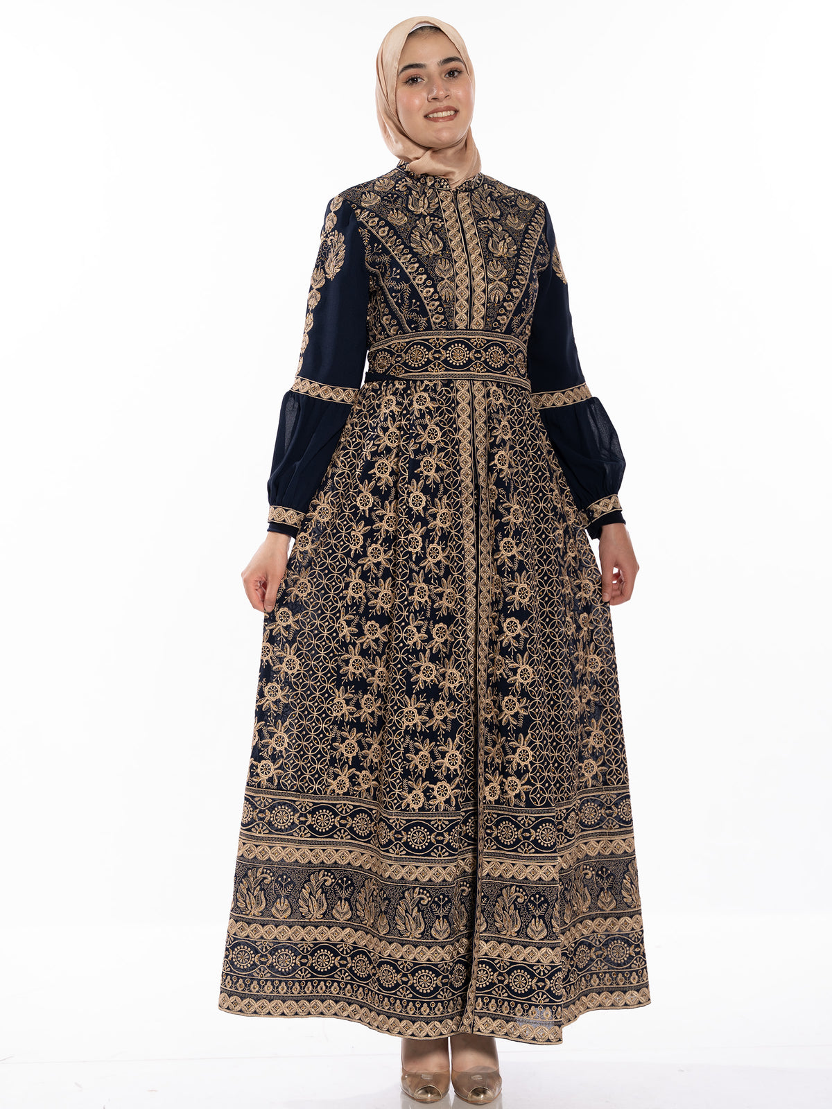 Yaqout Kaftan with Gold Thread Embroidery