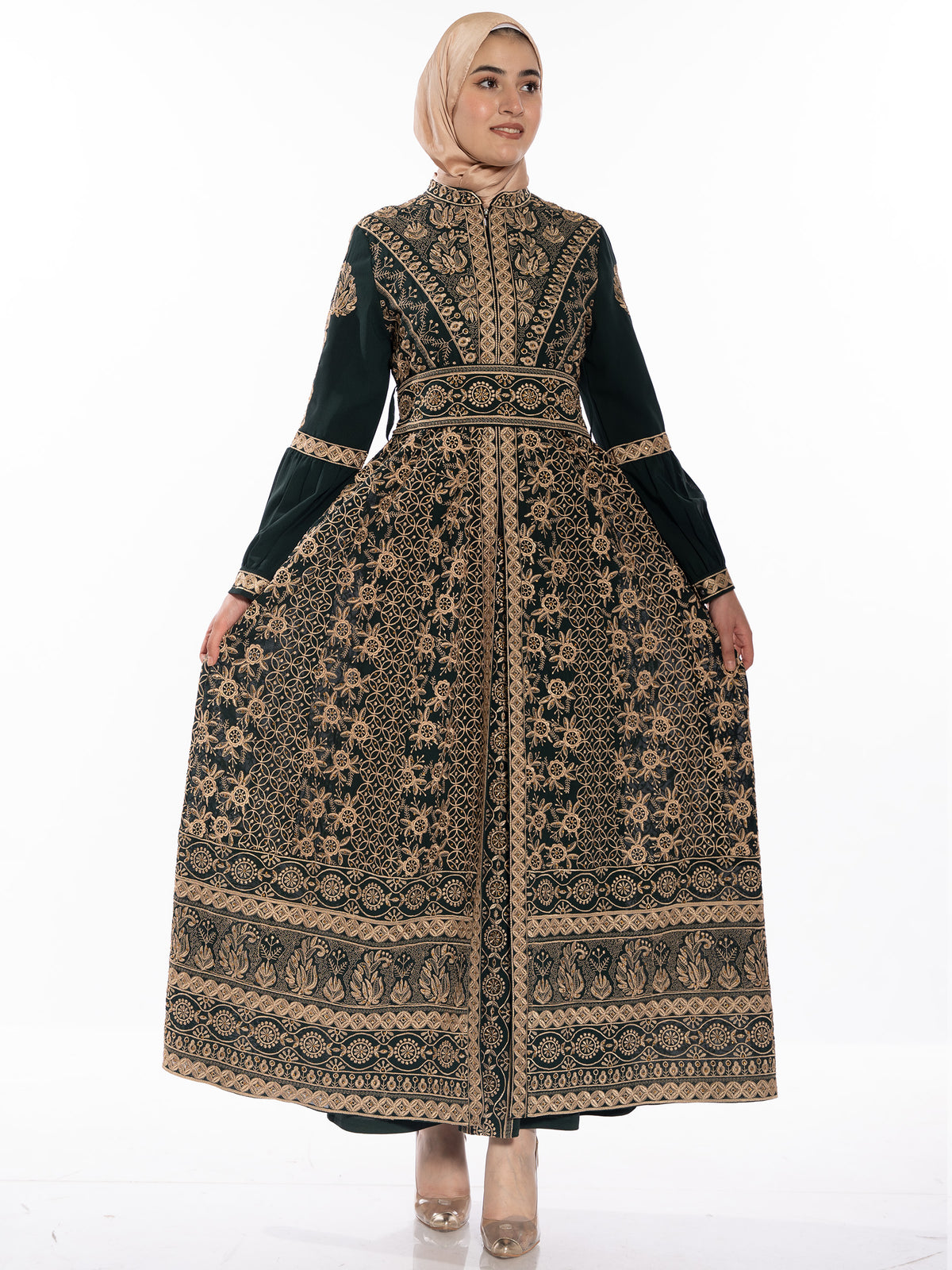 Yaqout Kaftan with Gold Thread Embroidery