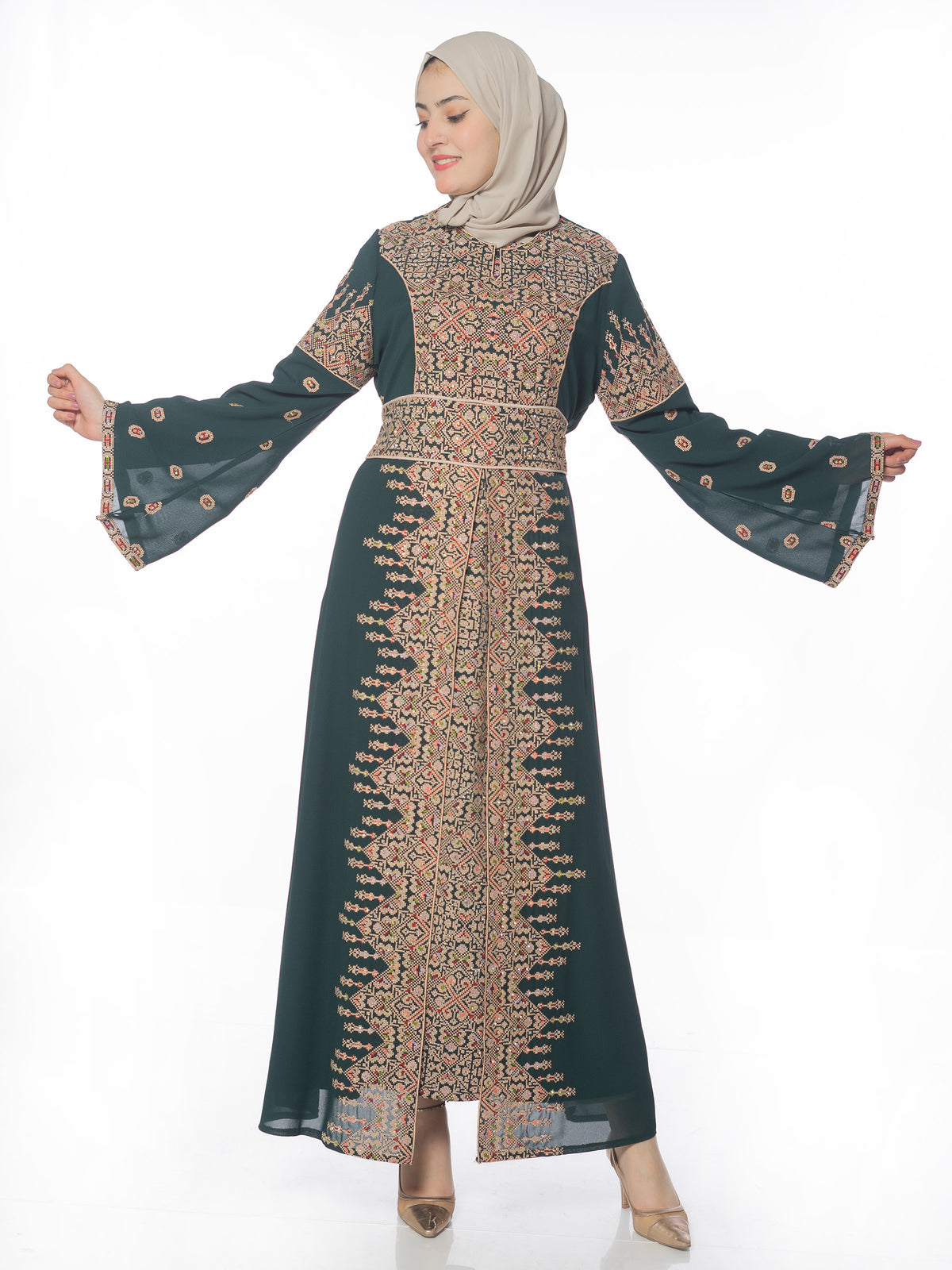 Sahar Embroidered Kaftan in Sizes 38–52