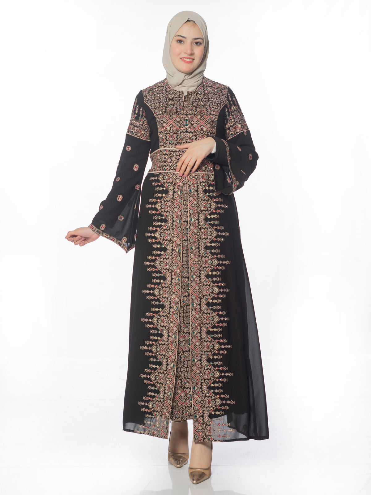 Sahar Embroidered Kaftan in Sizes 38–52