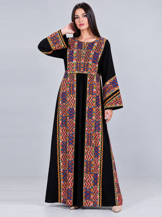 Majdal black heritage embroidered thobe