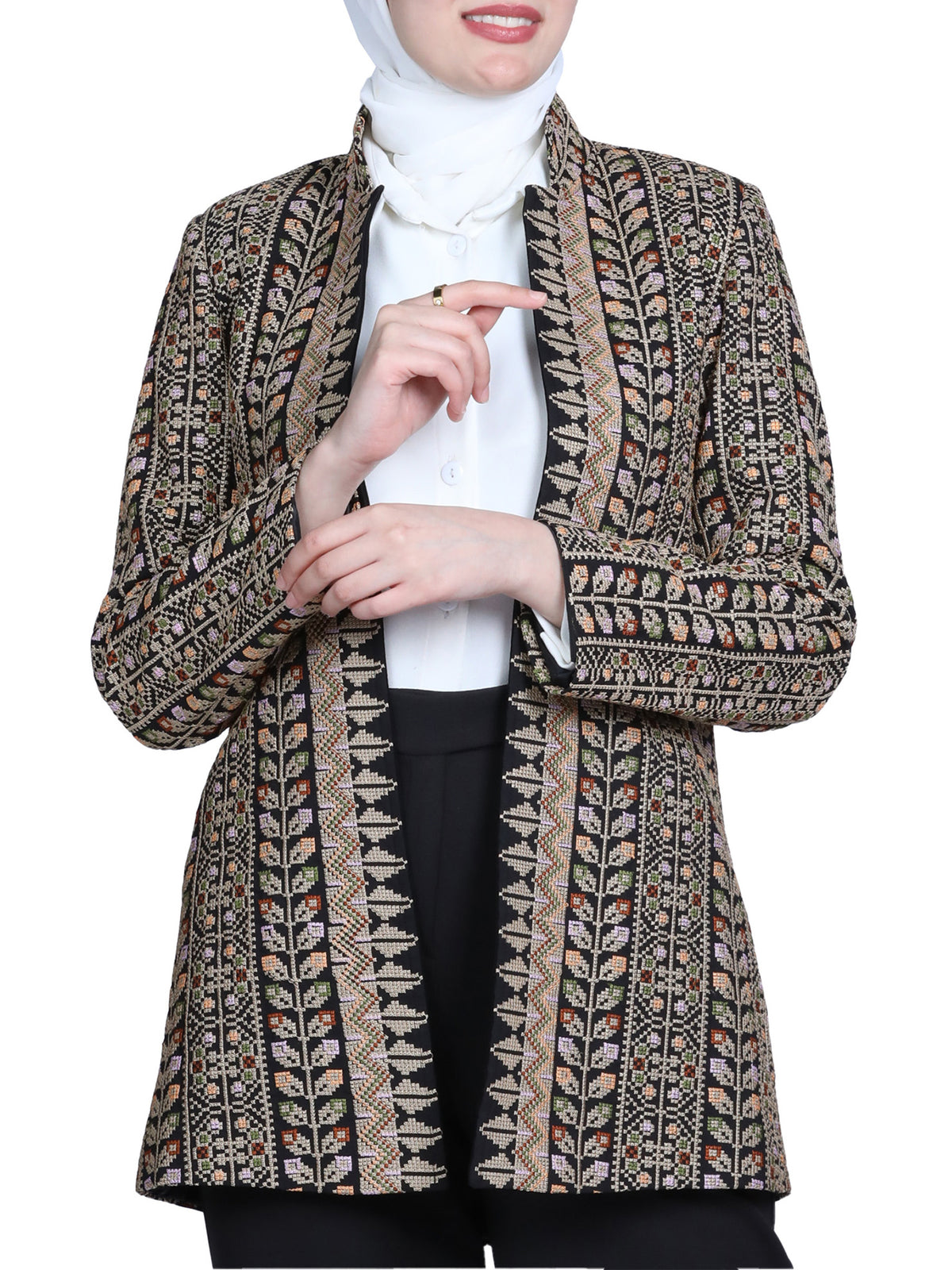 Embroidered Jacket in Maroon or Beige