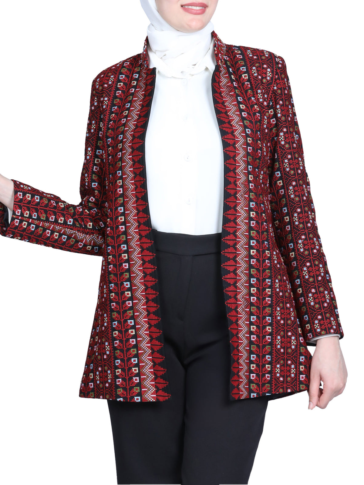 Embroidered Jacket in Maroon or Beige