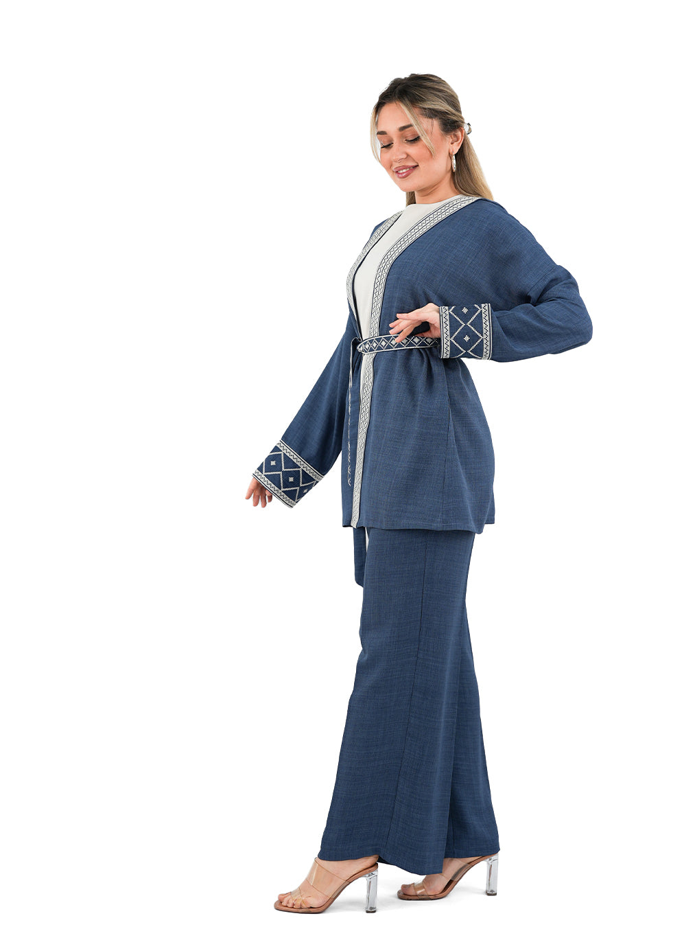 Hanadi Three-Piece Set with Modern Embroidery