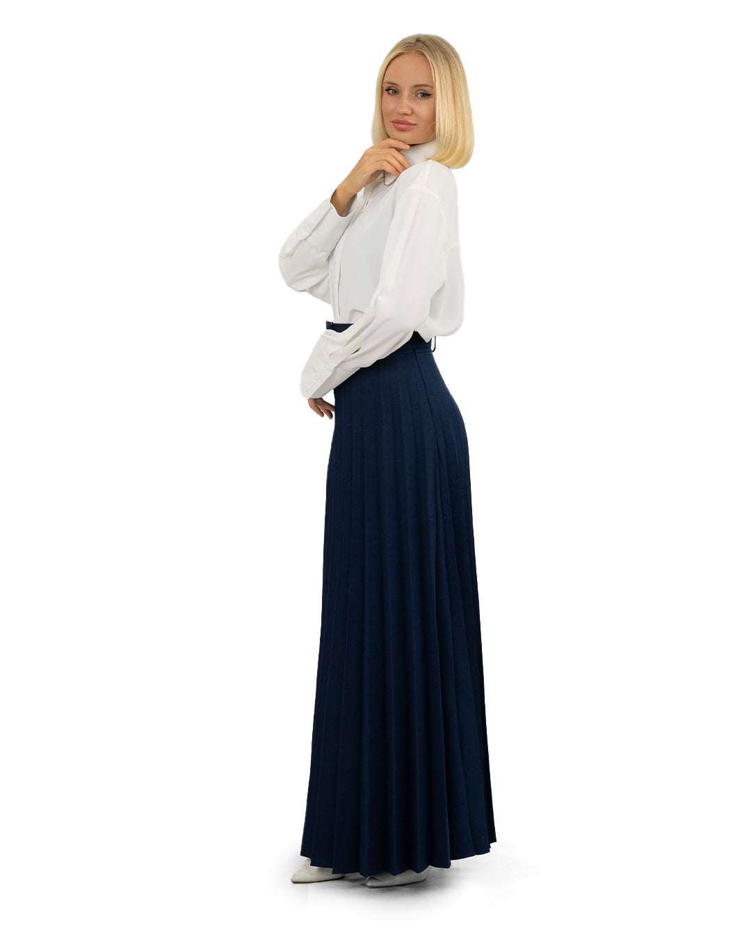Belted Plissé Skirt