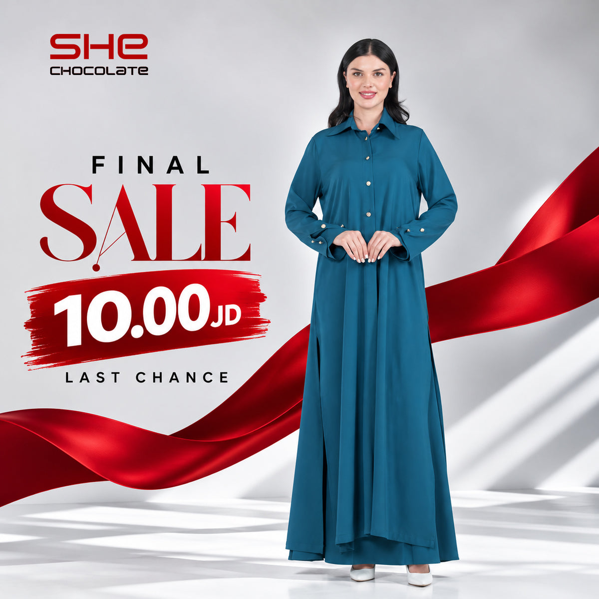 Button-Front Shirt Maxi Dress - Petrol Blue