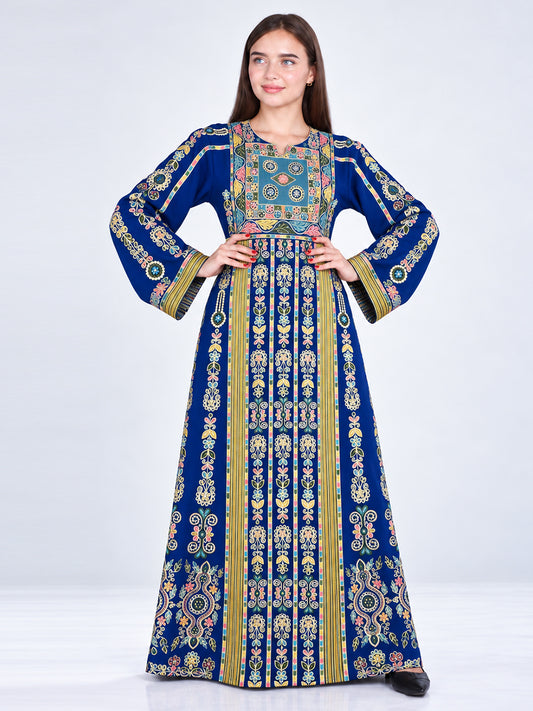 Nisan royal blue embroidered thobe